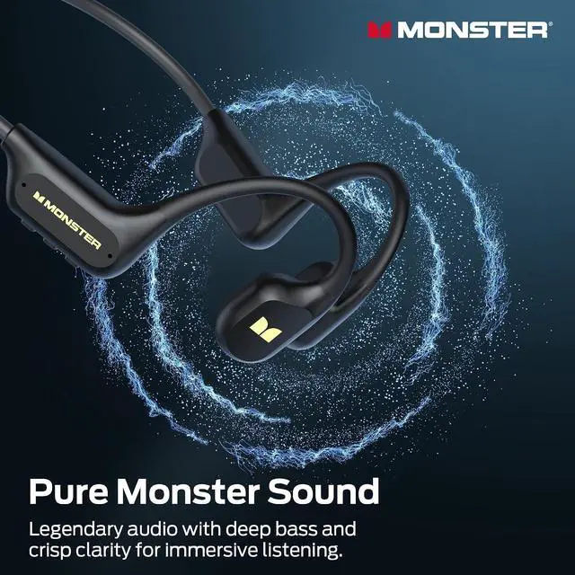 Alt view image 2 of 7 - Monster Open Ear BC300 Swimming Headphones, Open Ear Bone Conduction Headphones, Bluetooth 6.0 & 32GB MP3, IPX8 Waterproof Sport Earbuds with 10H Playtime (Black)