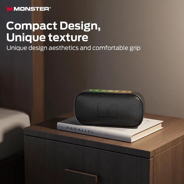 Alt view image 3 of 7 - Monster S150 Speaker, Strong Bluetooth 5.4, IPX7 Waterproof Wireless Speaker, Support Sulti Channel Connection, HD Hands Free Calling, Compact Design Bluetooth Speakers Black