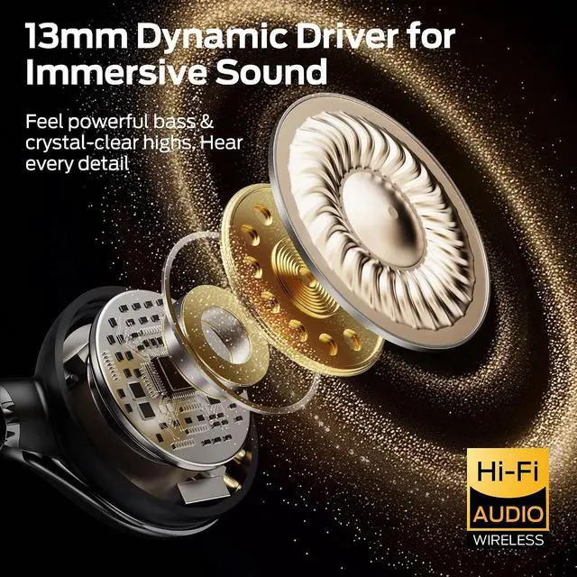 Alt view image 3 of 7 - Monster AC225 Open Ear Earbuds, Stereo Sound, Bluetooth 6.0 Open Ear Headphones, Lightweight Comfort Clip On Earbuds with ENC Mic for Clear Calls, 36H Playtime, Touch Control, IPX6 Waterproof, Black
