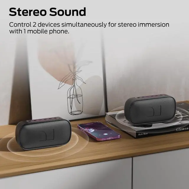 Alt view image 5 of 7 - Monster S150 Speaker, Strong Bluetooth 5.4, IPX7 Waterproof Wireless Speaker, Support Sulti Channel Connection, HD Hands Free Calling, Compact Design Bluetooth Speakers Black