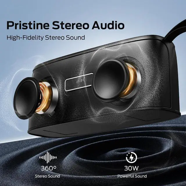 Alt view image 2 of 7 - Oraolo Shock Portable Bluetooth Speaker, True Wireless Speaker, 30W Loud Stereo Sound, IPX6 Waterproof Speaker,17 Hours Playback,Speakers for Home/Outdoors/Travel,Gifts