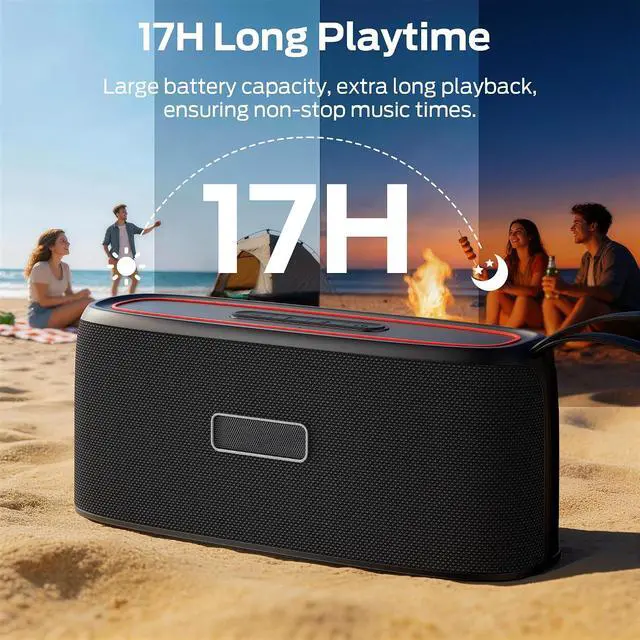 Alt view image 4 of 7 - Oraolo Shock Portable Bluetooth Speaker, True Wireless Speaker, 30W Loud Stereo Sound, IPX6 Waterproof Speaker,17 Hours Playback,Speakers for Home/Outdoors/Travel,Gifts