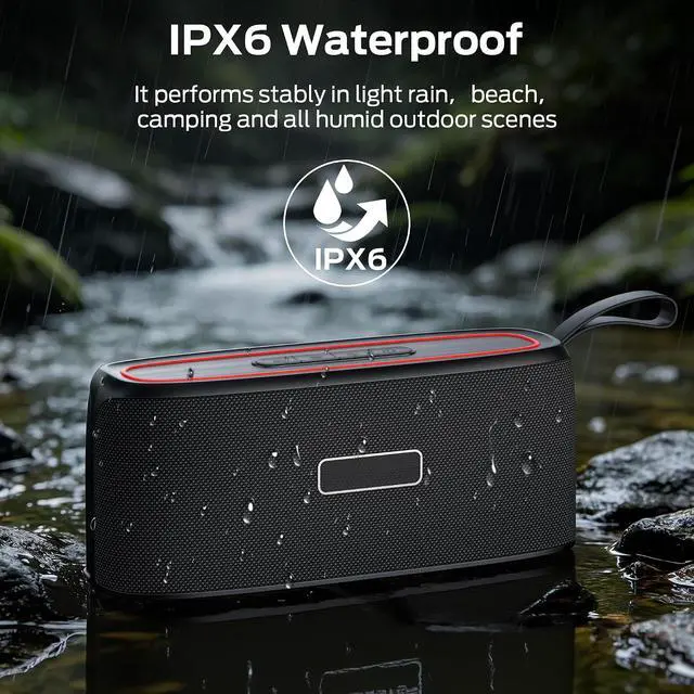 Alt view image 5 of 7 - Oraolo Shock Portable Bluetooth Speaker, True Wireless Speaker, 30W Loud Stereo Sound, IPX6 Waterproof Speaker,17 Hours Playback,Speakers for Home/Outdoors/Travel,Gifts