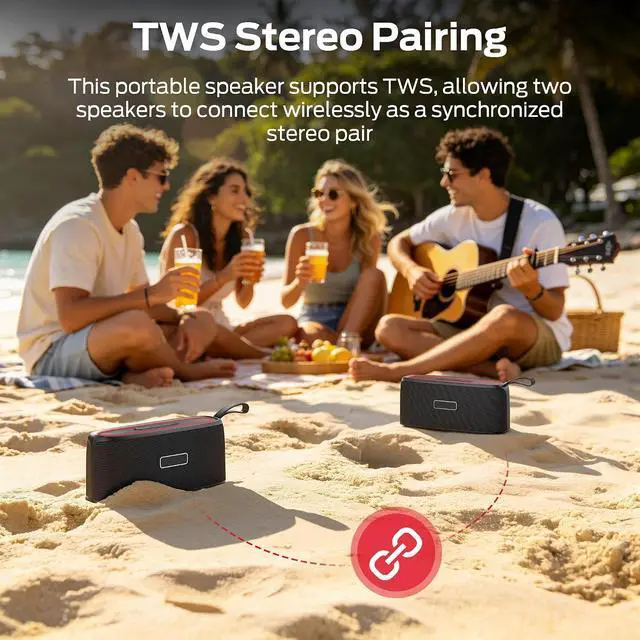 Alt view image 7 of 7 - Oraolo Shock Portable Bluetooth Speaker, True Wireless Speaker, 30W Loud Stereo Sound, IPX6 Waterproof Speaker,17 Hours Playback,Speakers for Home/Outdoors/Travel,Gifts