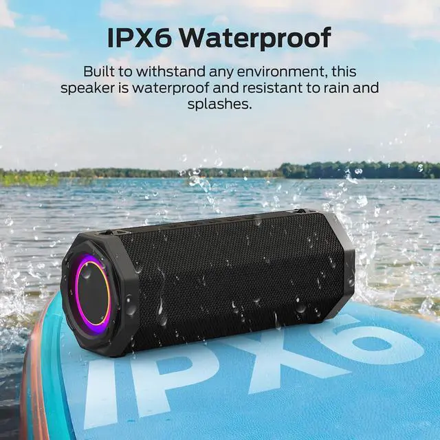 Alt view image 5 of 7 - Oraolo Speaker S200 Wireless Portable Bluetooth Speaker, 24H Playtime, IPX6 Waterproof, 50W Stereo Sound, Bluetooth 5.4, Dual Bass Speakers, Perfect for Home, Parties, and Travel.Black