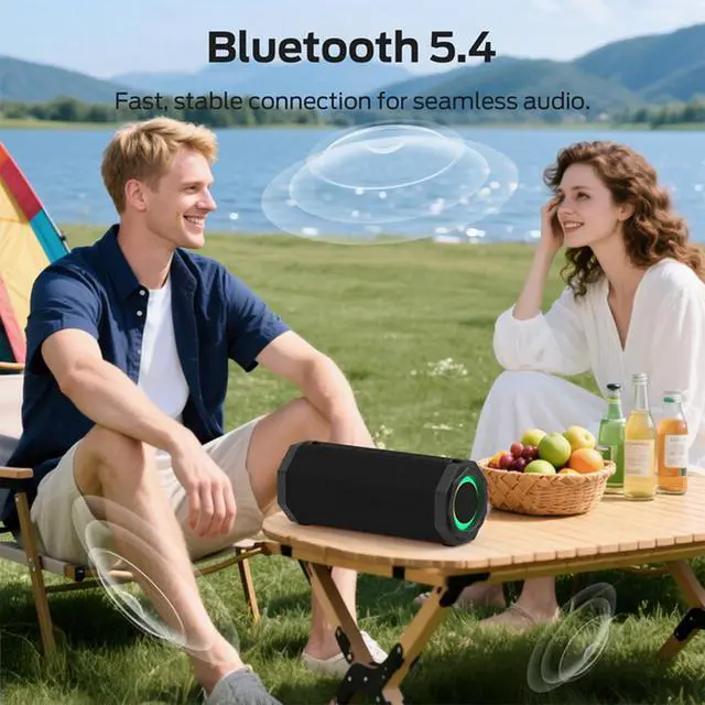 Alt view image 4 of 7 - Oraolo Speaker S200 Wireless Portable Bluetooth Speaker, 24H Playtime, IPX6 Waterproof, 50W Stereo Sound, Bluetooth 5.4, Dual Bass Speakers, Perfect for Home, Parties, and Travel.Black
