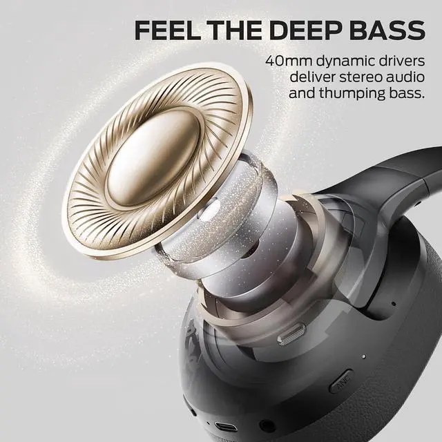 Alt view image 4 of 7 - Monster Persona 5th ANC Wireless Bluetooth Over Ear Headphones with Microphone, 70H Playtime, Foldable Lightweight Bluetooth 6.0 Headphone for Travel/Office