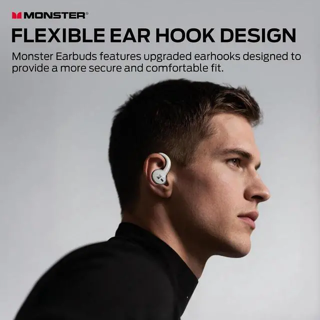 Alt view image 2 of 7 - Monster N Lite 216 Wireless Earbuds, Bluetooth 6.0 Headphones Noise Cancelling, Comfort Fit Ear Buds, Deep Bass Over Ear Buds 48H Playtime IPX6 Waterproof Earphones for Running/Workout/Gym