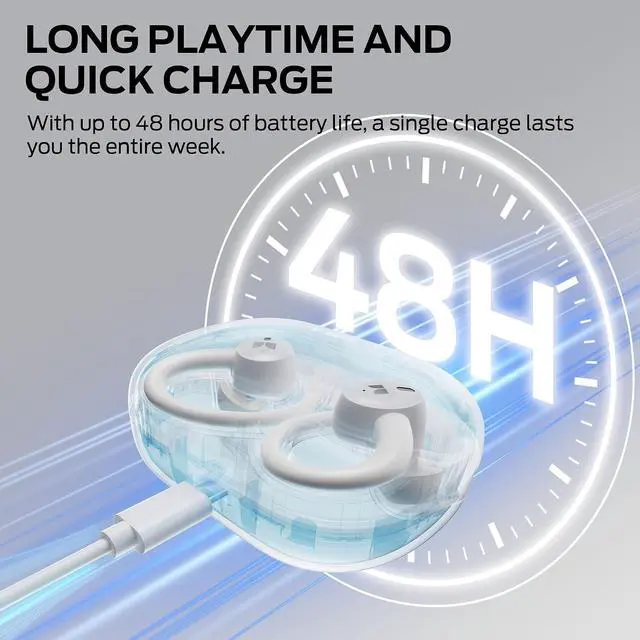 Alt view image 6 of 7 - Monster N Lite 216 Wireless Earbuds, Bluetooth 6.0 Headphones Noise Cancelling, Comfort Fit Ear Buds, Deep Bass Over Ear Buds 48H Playtime IPX6 Waterproof Earphones for Running/Workout/Gym