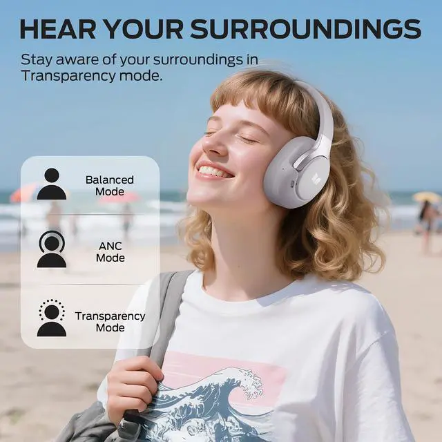 Alt view image 2 of 7 - Monster Persona 5th ANC Wireless Bluetooth Over Ear Headphones with Microphone, 70H Playtime, Bluetooth 6.0, Comfortable and Foldable Design (Purple)