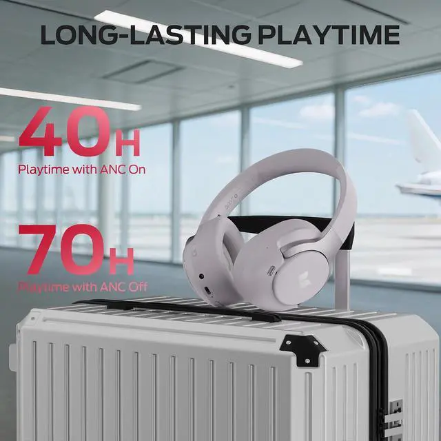 Alt view image 7 of 7 - Monster Persona 5th ANC Wireless Bluetooth Over Ear Headphones with Microphone, 70H Playtime, Bluetooth 6.0, Comfortable and Foldable Design (Purple)