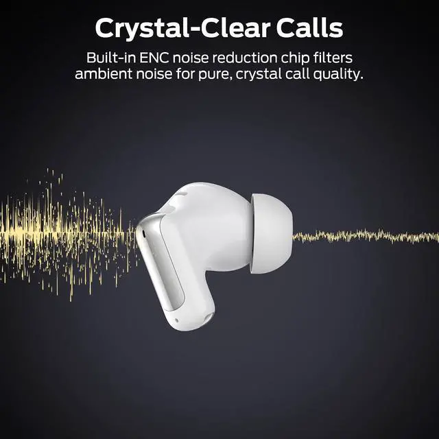 Alt view image 5 of 7 - Oraolo N Lite 217 Wireless Earbuds, Immersive Stereo Sound, Bluetooth 6.0 in Ear Headphones, Built in Smart Noise Cancelling Mic for Clear Calls, Comfortable Fit, 32H Playtime, IPX5 Waterproof, White
