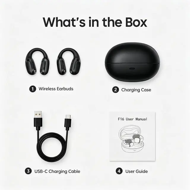 Alt view image 7 of 7 - Open Ear Clip On Earbuds, Bluetooth 5.4 Wireless Headphones IP65 Waterproof Lightweight 16H Playtime Touch Control Earphones Comfort Design for Small Ears&Glasses