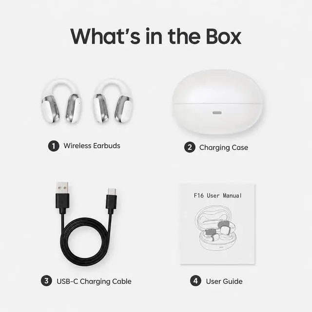 Alt view image 7 of 7 - Open Ear Clip On Earbuds, Bluetooth 5.4 Wireless Headphones IP65 Waterproof Lightweight 16H Playtime Touch Control Earphones Comfort Design for Small Ears&Glasses