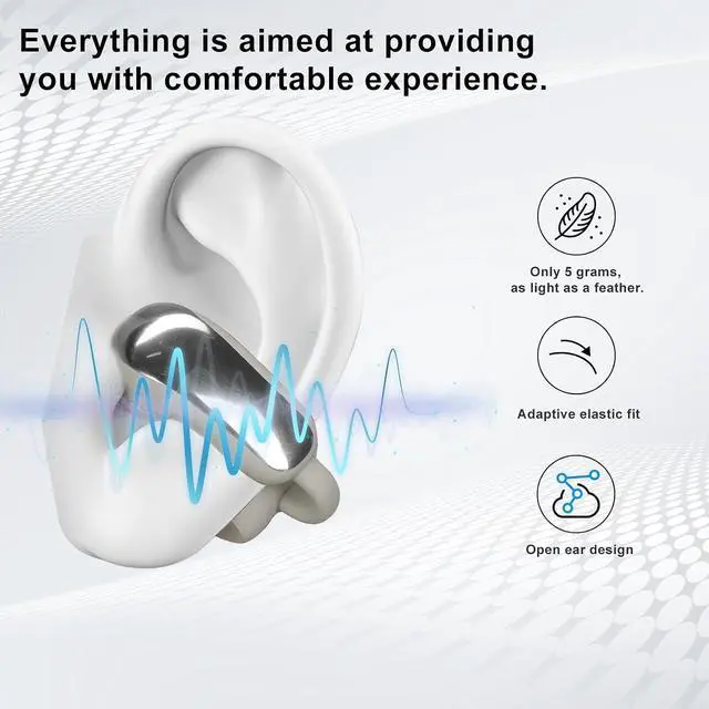 Alt view image 6 of 7 - Open Ear Clip On Wireless Earbuds, Bluetooth 5.4 with ANC & Dual Mics, IP65 Waterproof, 18H Playtime, Touch Control & Multipoint Connection for Sports, Work and Commute