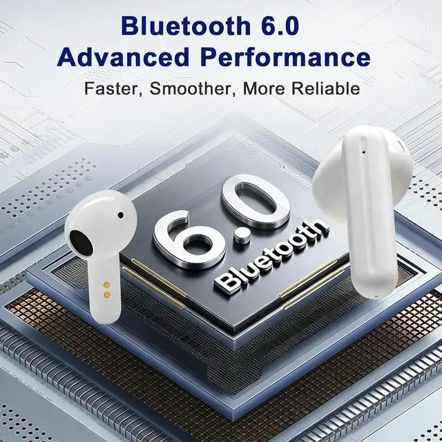 Alt view image 3 of 7 - Wireless Earbuds, Bluetooth 6.0 13mm Dynamic Drivers Hi Fi Stereo Headphones, IP65 Waterproof Dustproof, 4g Ultra Lightweight in Ear Earphones with Mic for Android iOS Sports Work Travel