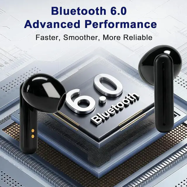 Alt view image 3 of 7 - Wireless Earbuds, Bluetooth 6.0 13mm Dynamic Drivers Hi Fi Stereo Headphones, IP65 Waterproof Dustproof, 4g Ultra Lightweight in Ear Earphones with Mic for Android iOS Sports Work Travel