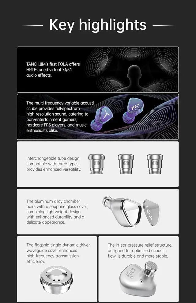 Alt view image 5 of 7 - TANCHJIM FOLA Earphone DMT5 Dynamic Driver in Ear Hi Fi Earbuds