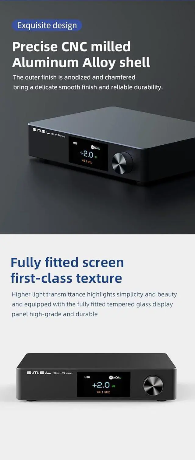 Alt view image 6 of 7 - S.M.S.L SU 9 PRO ES9039MPRO Decoder MQA&MQA CD Bluetooth 5.0 High Res Audio DAC XU316 768kHz/32Bit DSD512 with Remote Control