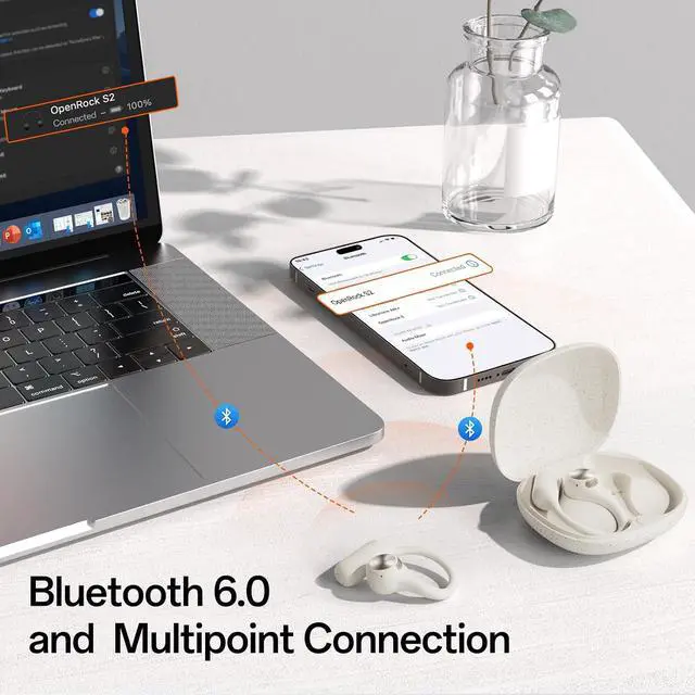 Alt view image 5 of 6 - S2 Open Ear Headphones, 7G Ultra Light Design, Hi Res LDAC Audio, Triple Water Resistant, Bluetooth 6.0, Effortless Photography, 32H Playtime, Smart APP, Clear Call, Wireless Sports Earbuds