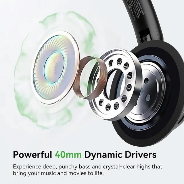 Alt view image 4 of 7 - Focus A1Pro Hybrid Active Noise Cancelling with Wireless On Ear Headphones, 200G Ultra Light, 70 Hour Battery with Speed Charge, Bluetooth 6.0, Clear Calls, Lightweight Portable