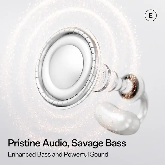 Alt view image 5 of 7 - E Open Ear Headphones Clip On Earbuds 4G Lightweight Comfort Bluetooth 6.0 Powerful Bass Sound 28 Hours of Playtime AI Clear Call IPX4 Waterproof Wireless Over Ear Earbuds