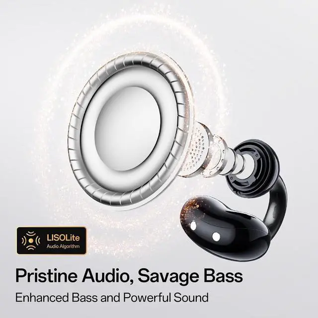 Alt view image 5 of 7 - E Open Ear Headphones Clip On Earbuds 4G Lightweight Comfort Bluetooth 6.0 Powerful Bass Sound 28 Hours of Playtime AI Clear Call IPX4 Waterproof Wireless Over Ear Earbuds