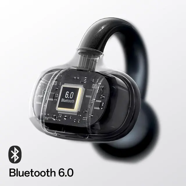 Alt view image 6 of 7 - E Open Ear Headphones Clip On Earbuds 4G Lightweight Comfort Bluetooth 6.0 Powerful Bass Sound 28 Hours of Playtime AI Clear Call IPX4 Waterproof Wireless Over Ear Earbuds