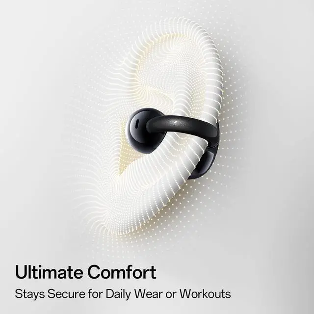Alt view image 7 of 7 - E Open Ear Headphones Clip On Earbuds 4G Lightweight Comfort Bluetooth 6.0 Powerful Bass Sound 28 Hours of Playtime AI Clear Call IPX4 Waterproof Wireless Over Ear Earbuds