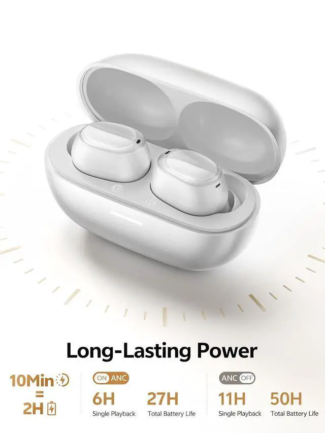 Alt view image 5 of 7 - MeloBuds A30 Aadptive Active Noise Cancelling Wireless Earbuds, 8 Mics ENC Clear Call Ear Buds, 60dB ANC Hi Res Audio Bluetooth 6.0 Headphones, Comfort Lightweight, IPX5 Waterproof Earphone