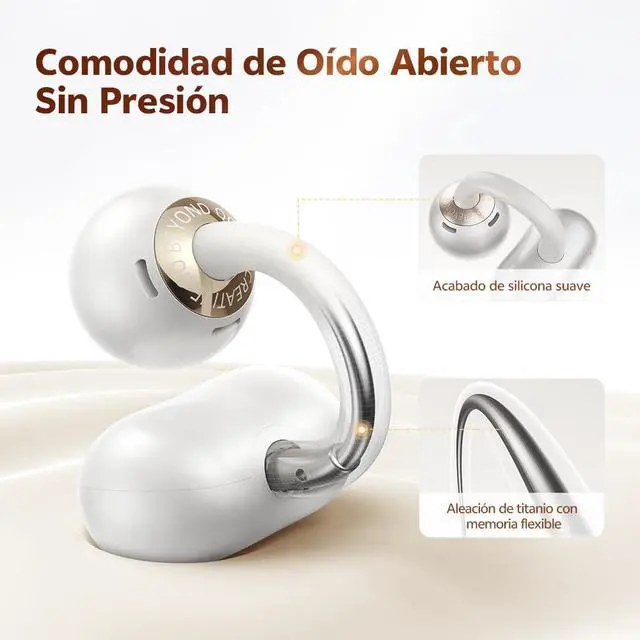 Alt view image 2 of 7 - C50 Clip On Earbuds Open Ear Wireless Bluetooth 6.0 Headphones with 4 Mic, 35H Playtime Ear Cuff Earbuds Comfortable for Running/Fintness, IPX5 Waterproof, Ultra Lightweight