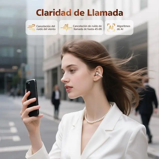 Alt view image 5 of 7 - C50 Clip On Earbuds Open Ear Wireless Bluetooth 6.0 Headphones with 4 Mic, 35H Playtime Ear Cuff Earbuds Comfortable for Running/Fintness, IPX5 Waterproof, Ultra Lightweight