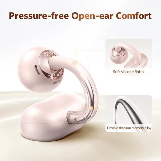 Alt view image 2 of 7 - Crossky C50 Clip On Earbuds Open Ear Wireless Bluetooth 6.0 Headphones with 4 Mic, 35H Playtime Ear Cuff Earbuds Comfortable for Running/Fintness, IPX5 Waterproof, Ultra Lightweight