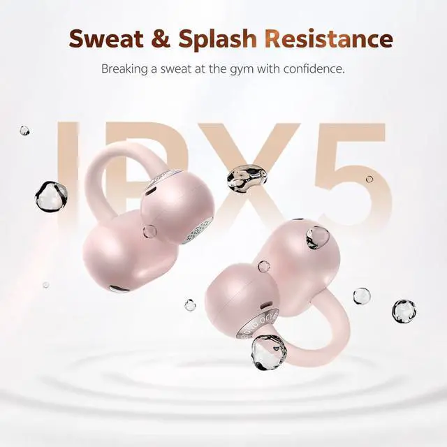 Alt view image 7 of 7 - Crossky C50 Clip On Earbuds Open Ear Wireless Bluetooth 6.0 Headphones with 4 Mic, 35H Playtime Ear Cuff Earbuds Comfortable for Running/Fintness, IPX5 Waterproof, Ultra Lightweight