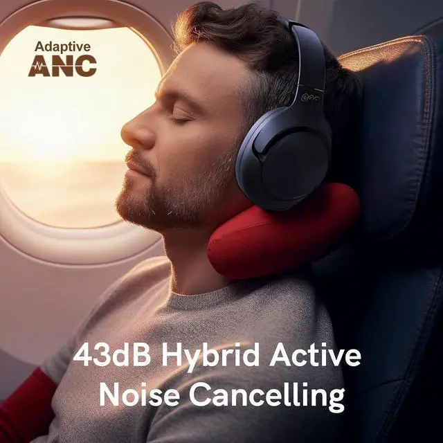 Alt view image 2 of 7 - H3 ANC Bluetooth Headphones Over Ear, Active Noise Cancelling Bluetooth 5.4 Headphones with Microphones, Hi Res Audio Sound, Multipoint Connection, 60H Playback, Custom EQ via App(Blue)