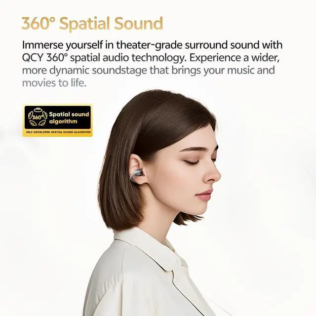 Alt view image 7 of 7 - Crossky C30S Open Ear Earbuds, Ultra Comfort Clip On Ear Buds Wireless Bluetooth 6.0, LDAC Hi Res Audio, Deep Bass, 40H Playtime, Fast Charging, IPX5 Waterproof Sports/Running Earphones
