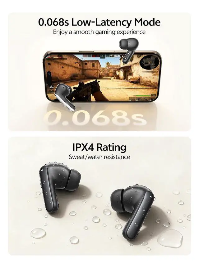 Alt view image 7 of 7 - MeloBuds N20 Active Noise Cancelling Wireless Earbuds, 50dB ANC Headphones with 6 Mics ENC Clear Call, 13mm Dynamic Driver, 40H Battery Life, Bluetooth 6.0 (Black)
