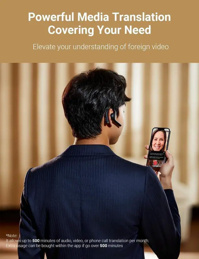 Alt view image 4 of 7 - W4 Pro AI Interpreter Earbuds, Real Time Bidirectional Voice Translation,50+ Languages, Video and Call Bluetooth Translator,for Business, Compatible with iOS/Android Gray