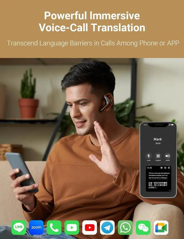 Alt view image 5 of 7 - W4 Pro AI Interpreter Earbuds, Real Time Bidirectional Voice Translation,50+ Languages, Video and Call Bluetooth Translator,for Business, Compatible with iOS/Android Gray