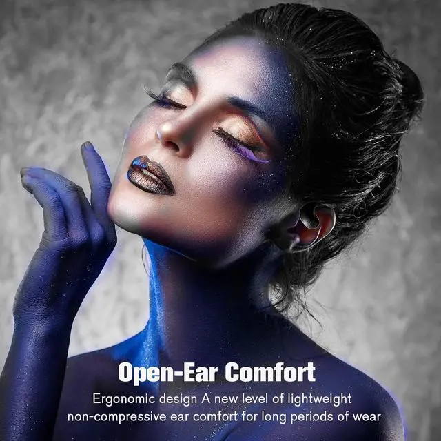 Alt view image 2 of 7 - Over The Ear Earbuds Open Ear Buds Headphones Over Ear Air Bone Conduction Earbuds Earphones Bone Conducting Air Bone Conduction Headphones Bluetooth Over Ear Black