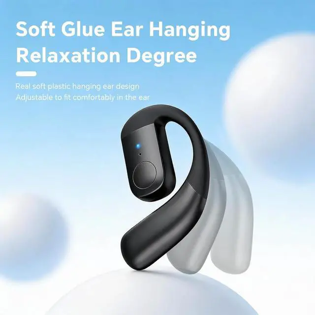 Alt view image 6 of 7 - Single Bluetooth Phone Earpiece Earbud One Ear Piece Open Ear Bud Air Conduction Earbud Earless Out of Ear Headphones Bluetooth Wireless Headsets with Microphone Earhook for Work