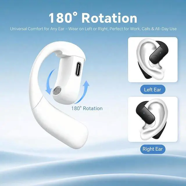 Alt view image 3 of 7 - Single Bluetooth One Ear Earbud Open Ear Bud Air Conduction Earbud Earless Out of Ear Headphones Bluetooth Wireless Earpiece with Earhook OWS Open Ear Bud Wireless Ear Hanging Bluetooth Headset
