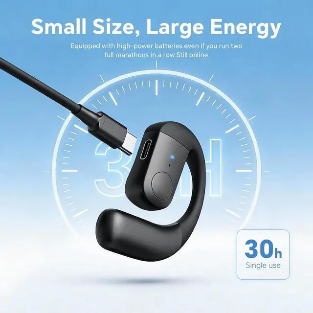 Alt view image 5 of 7 - Single Bluetooth One Ear Earbud Open Ear Bud Air Conduction Earbud Earless Out of Ear Headphones Bluetooth Wireless Earpiece with Earhook OWS Open Ear Bud Wireless Ear Hanging Bluetooth Headset