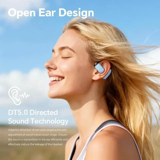 Alt view image 2 of 7 - Single Bluetooth One Ear Earbud Open Ear Bud Air Conduction Earbud Earless Out of Ear Headphones Bluetooth Wireless Earpiece with Earhook OWS Open Ear Bud Wireless Ear Hanging Bluetooth Headset