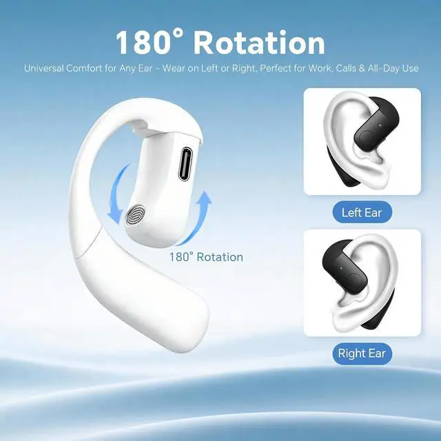 Alt view image 3 of 7 - Single Bluetooth One Ear Earbud Open Ear Bud Air Conduction Earbud Earless Out of Ear Headphones Bluetooth Wireless Earpiece with Earhook OWS Open Ear Bud Wireless Ear Hanging Bluetooth Headset