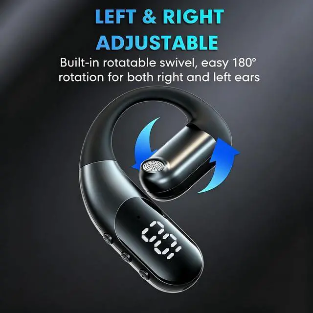Alt view image 5 of 7 - Open Ear Headphones Bluetooth Earpiece Hands Free Blue Tooth Headset with Microphone Ear Piece One Single Ear Bluetooth Earbud Wireless Office Cell Phone Trucker Driver Headsets for Work