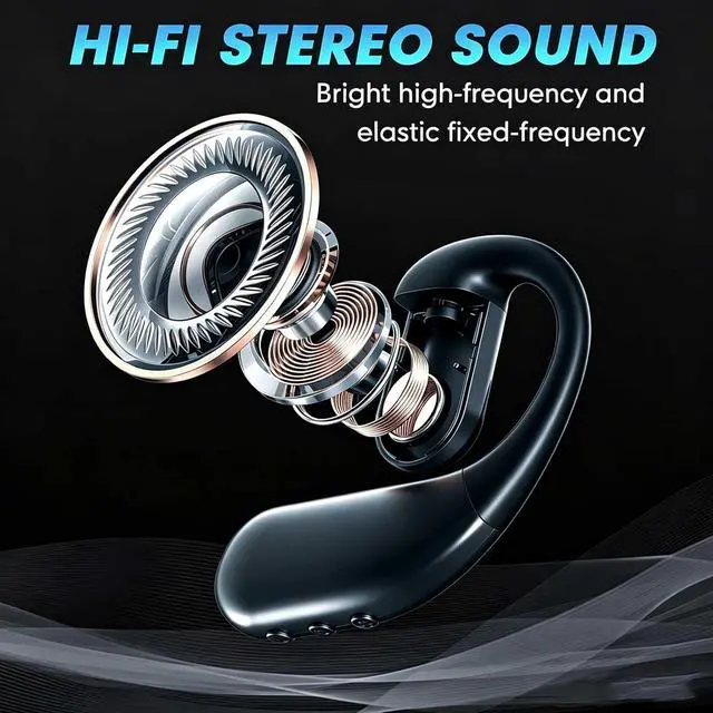 Alt view image 6 of 7 - Open Ear Headphones Bluetooth Earpiece Hands Free Blue Tooth Headset with Microphone Ear Piece One Single Ear Bluetooth Earbud Wireless Office Cell Phone Trucker Driver Headsets for Work