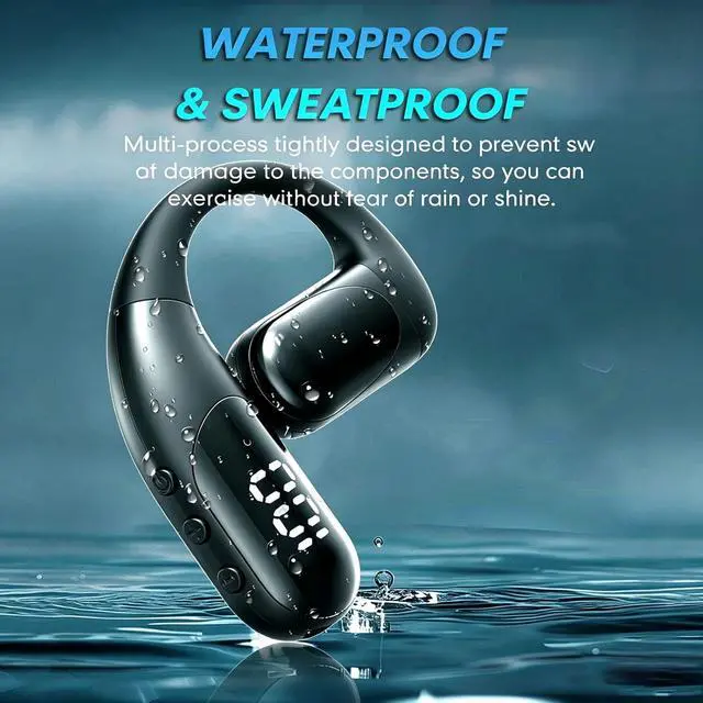 Alt view image 7 of 7 - Open Ear Headphones Bluetooth Earpiece Hands Free Blue Tooth Headset with Microphone Ear Piece One Single Ear Bluetooth Earbud Wireless Office Cell Phone Trucker Driver Headsets for Work