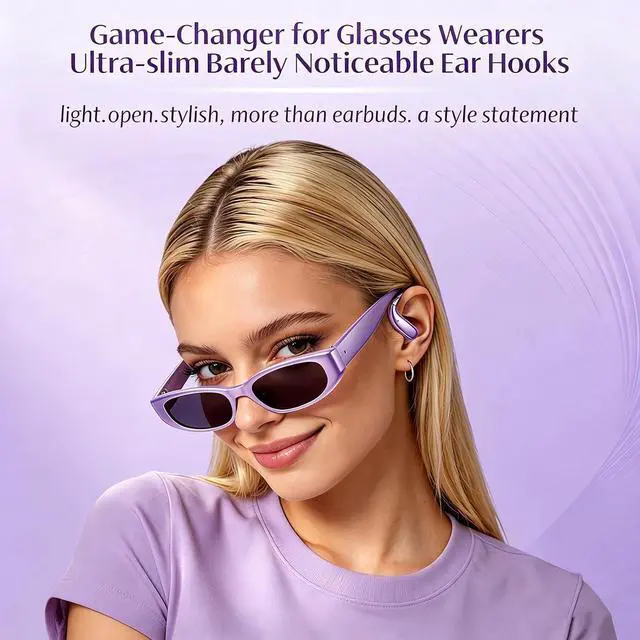 Alt view image 2 of 7 - Semi Open Over Ear Earbuds Wireless Bluetooth Semi Open Ear Headphones Air Conduction Earbuds with Over Ear Hooks Open Ear Buds Out of Ear Headphones