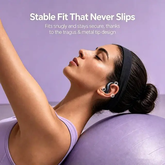 Alt view image 6 of 7 - Semi Open Over Ear Earbuds Wireless Bluetooth Semi Open Ear Headphones Air Conduction Earbuds with Over Ear Hooks Open Ear Buds Out of Ear Headphones